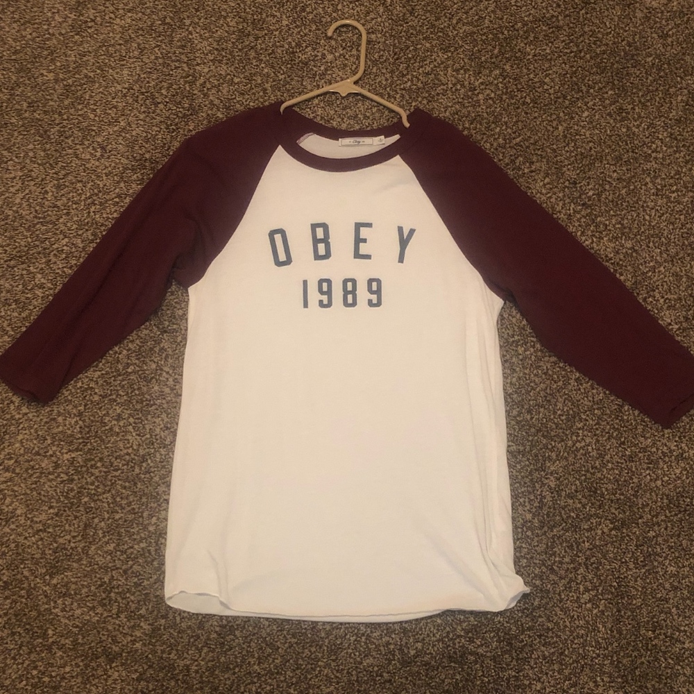 obey 3/4 quarter baseball tee girls